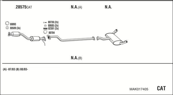 Išmetimo sistema WALKER MAK017405