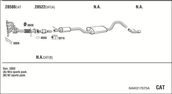 Išmetimo sistema WALKER MAK017670A