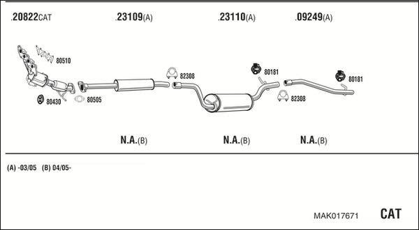 Išmetimo sistema WALKER MAK017671
