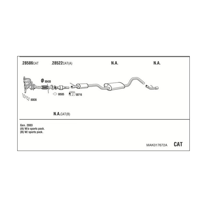 Išmetimo sistema WALKER MAK017672A