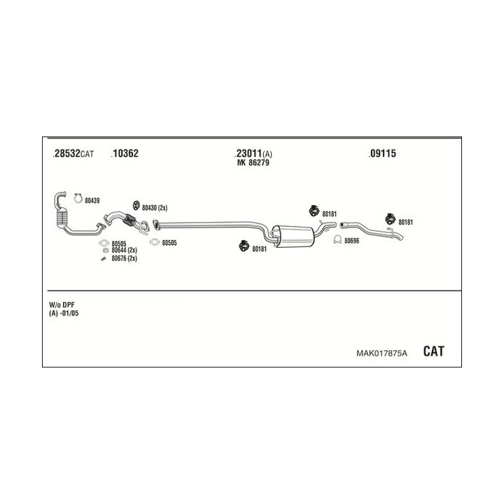 Išmetimo sistema WALKER MAK017875A
