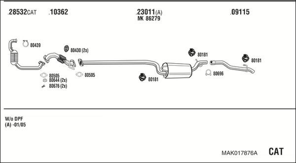 Išmetimo sistema WALKER MAK017876A