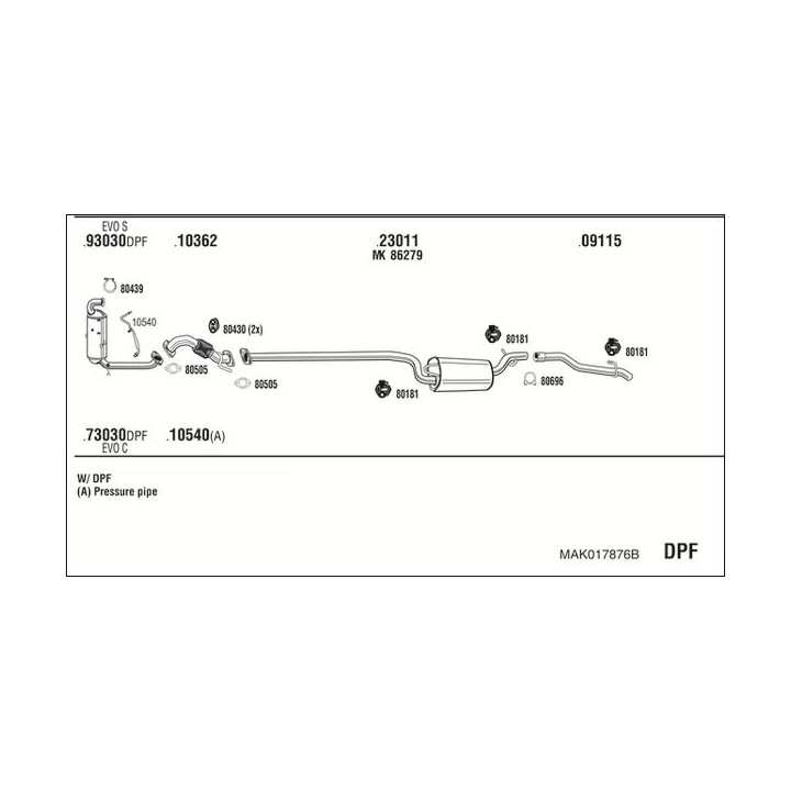 Išmetimo sistema WALKER MAK017876B