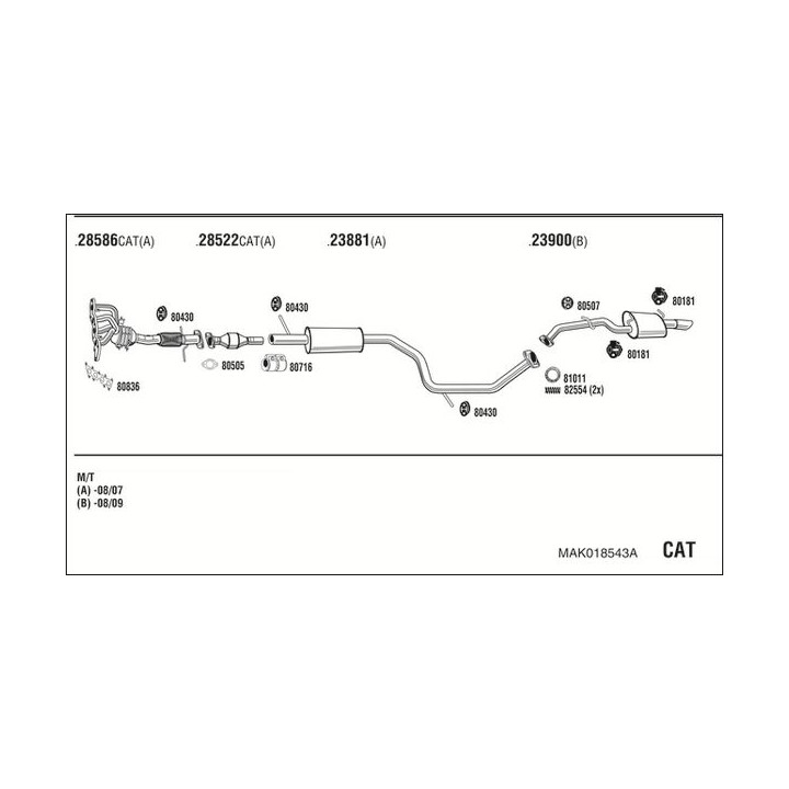 Išmetimo sistema WALKER MAK018543A
