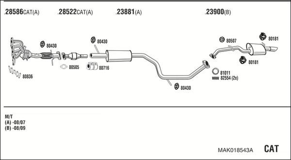 Išmetimo sistema WALKER MAK018543A
