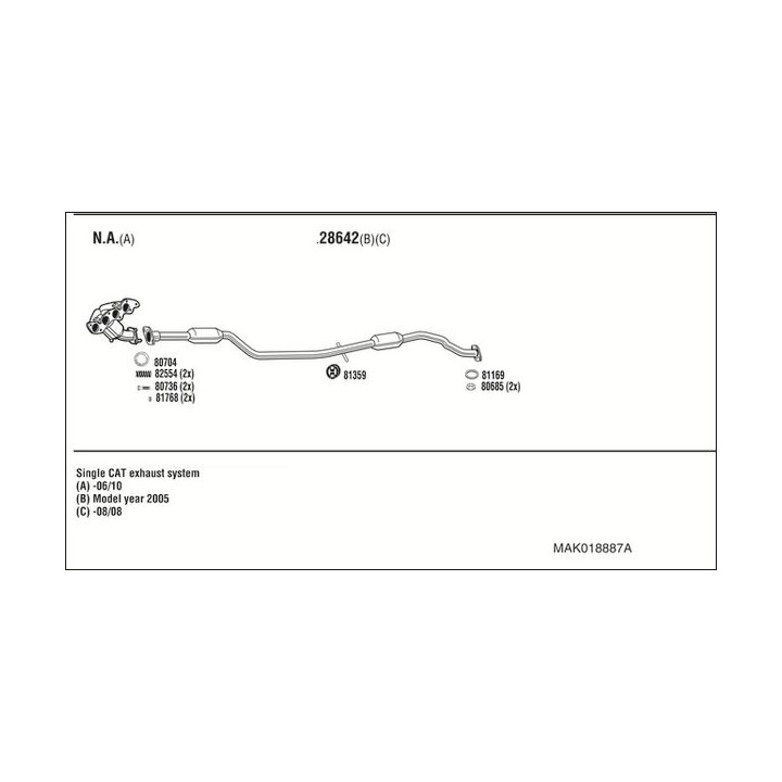 Išmetimo sistema WALKER MAK018887A