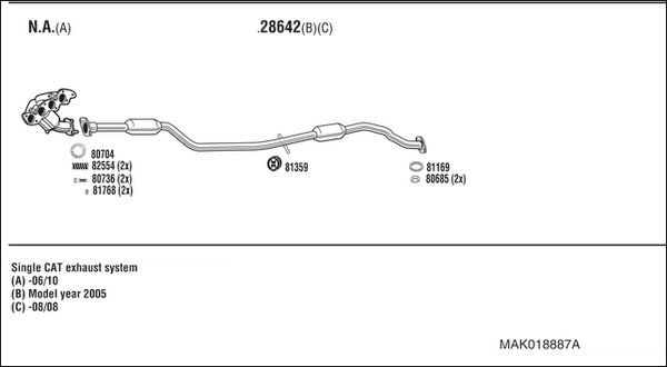 Išmetimo sistema WALKER MAK018887A