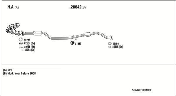 Išmetimo sistema WALKER MAK018888