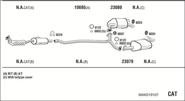 Išmetimo sistema WALKER MAK019107