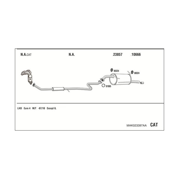Išmetimo sistema WALKER MAK023397AA
