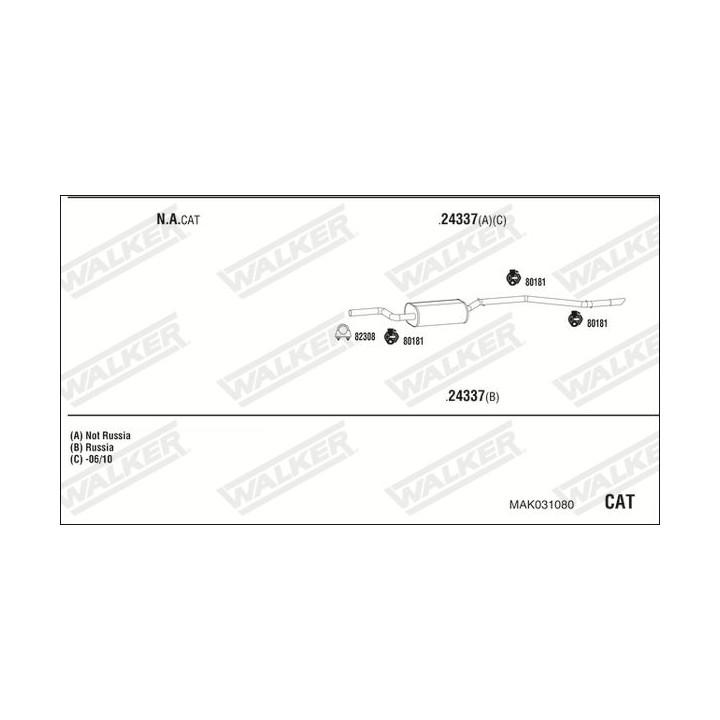 Išmetimo sistema WALKER MAK031080