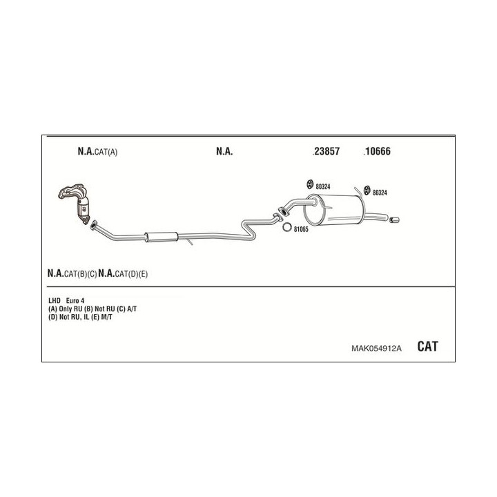Išmetimo sistema WALKER MAK054912A