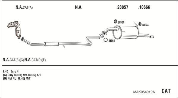Išmetimo sistema WALKER MAK054912A