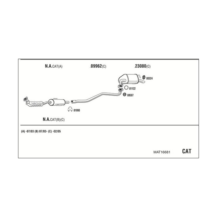 Išmetimo sistema WALKER MAT16681