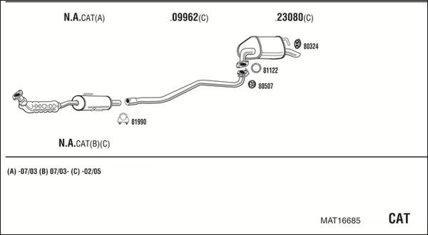 Išmetimo sistema WALKER MAT16685