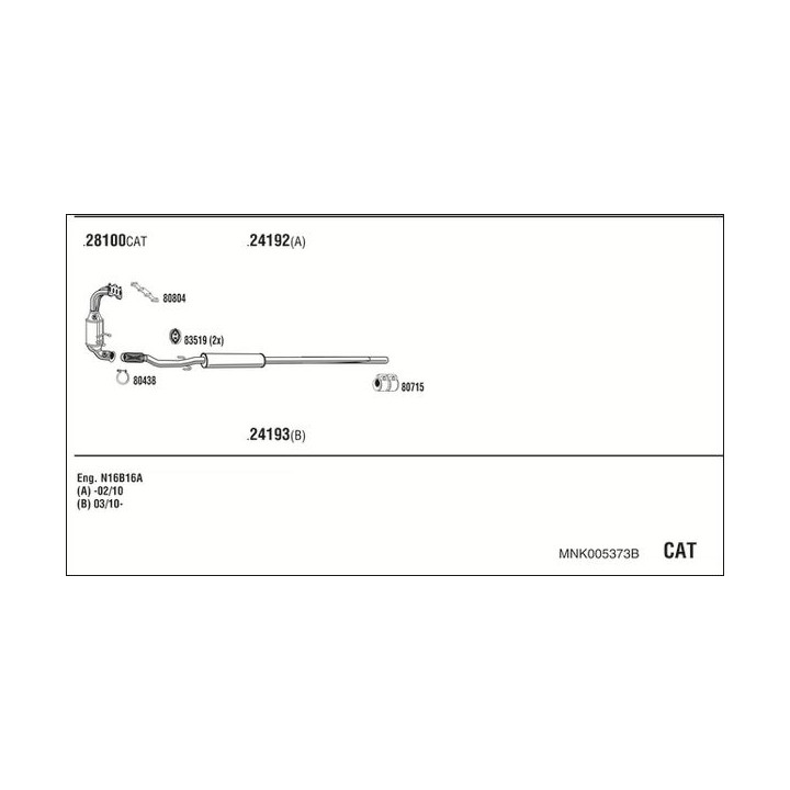 Išmetimo sistema WALKER MNK005373B