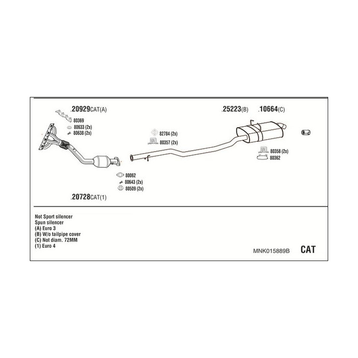 Išmetimo sistema WALKER MNK015889B