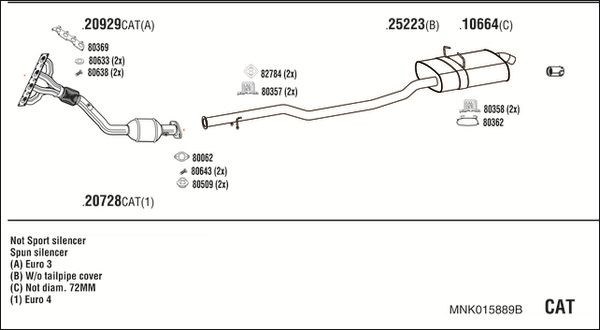 Išmetimo sistema WALKER MNK015889B