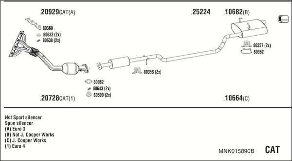 Išmetimo sistema WALKER MNK015890B