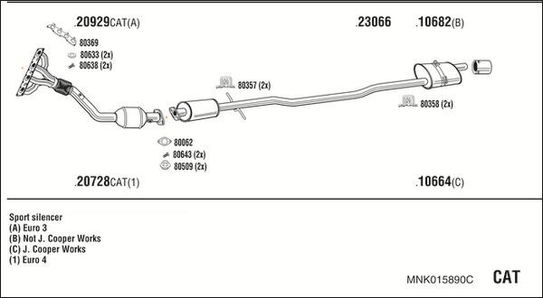 Išmetimo sistema WALKER MNK015890C