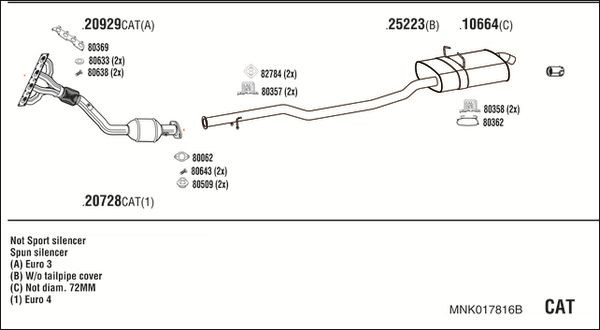 Išmetimo sistema WALKER MNK017816B
