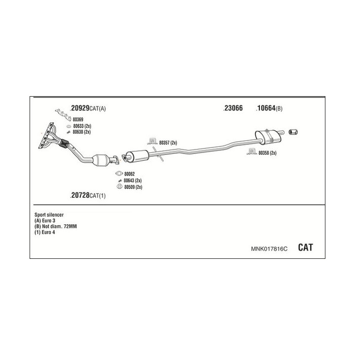 Išmetimo sistema WALKER MNK017816C