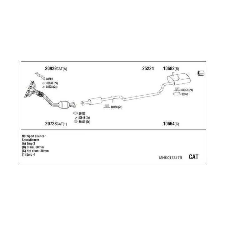 Išmetimo sistema WALKER MNK017817B