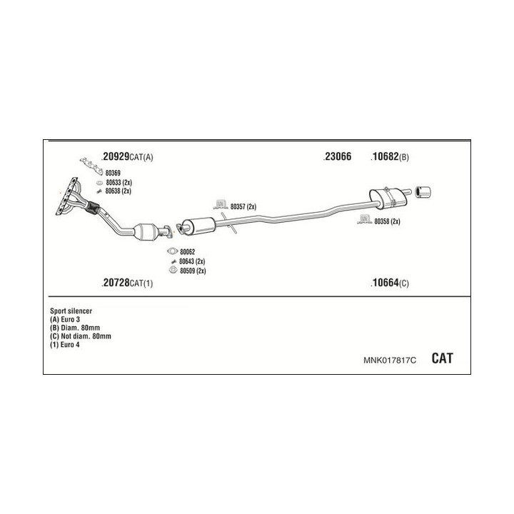 Išmetimo sistema WALKER MNK017817C