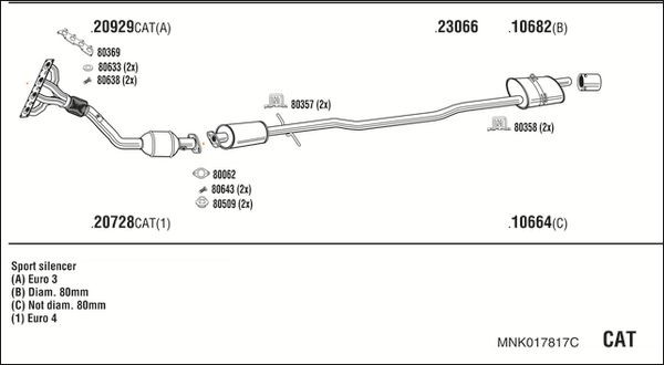 Išmetimo sistema WALKER MNK017817C