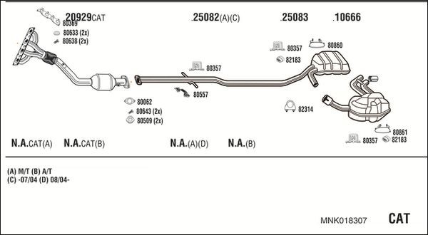 Išmetimo sistema WALKER MNK018307