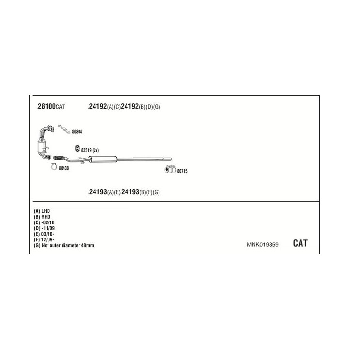 Išmetimo sistema WALKER MNK019859