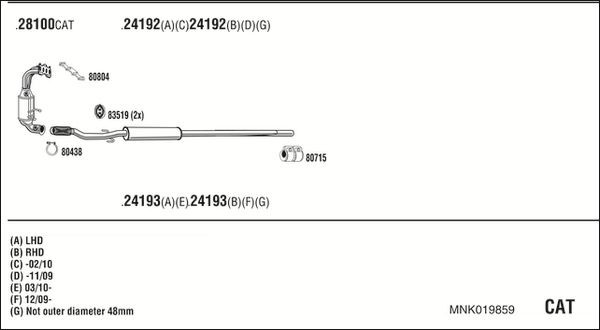 Išmetimo sistema WALKER MNK019859