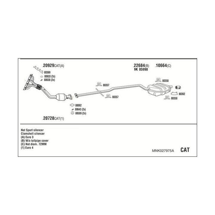 Išmetimo sistema WALKER MNK027975A