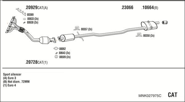 Išmetimo sistema WALKER MNK027975C