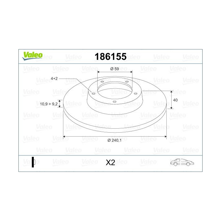Stabdžių diskas VALEO 186155