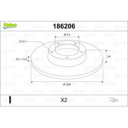 Stabdžių diskas VALEO 186206
