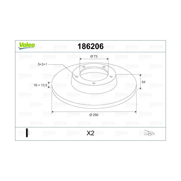 Stabdžių diskas VALEO 186206