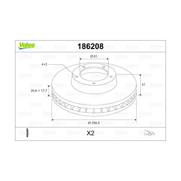 Stabdžių diskas VALEO 186208