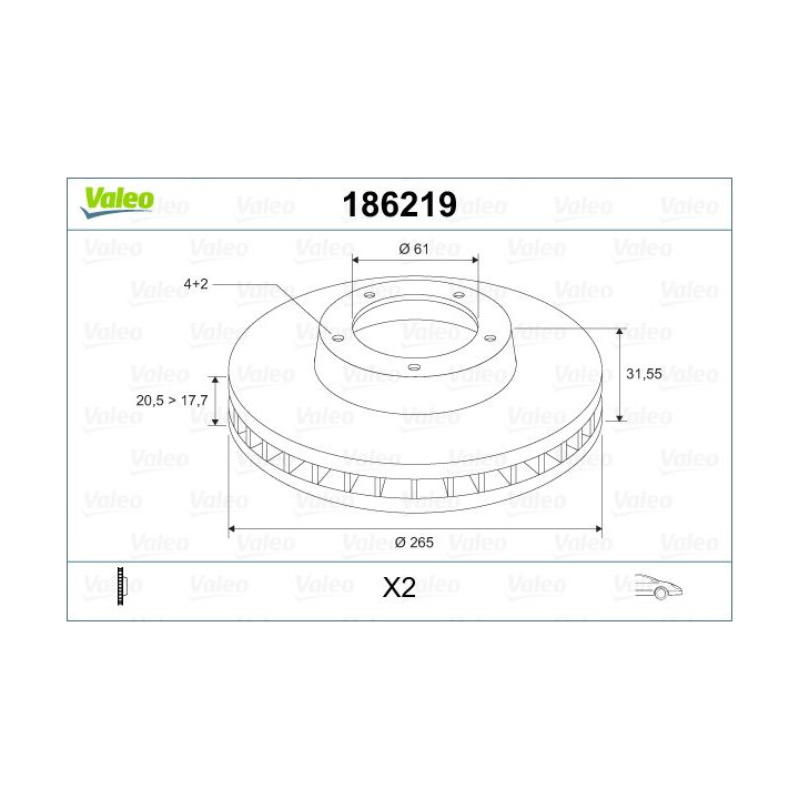 Stabdžių diskas VALEO 186219