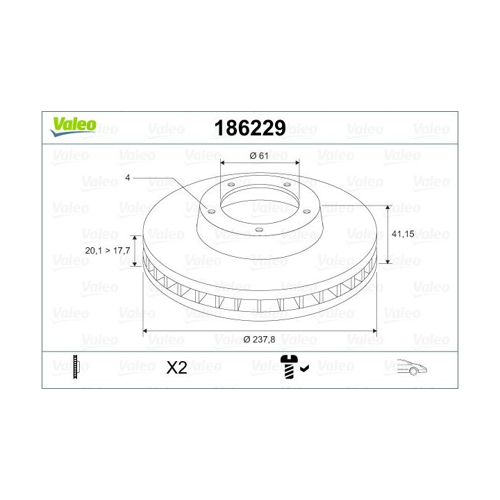 Stabdžių diskas VALEO 186229