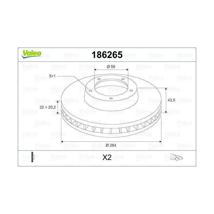 Stabdžių diskas VALEO 186265