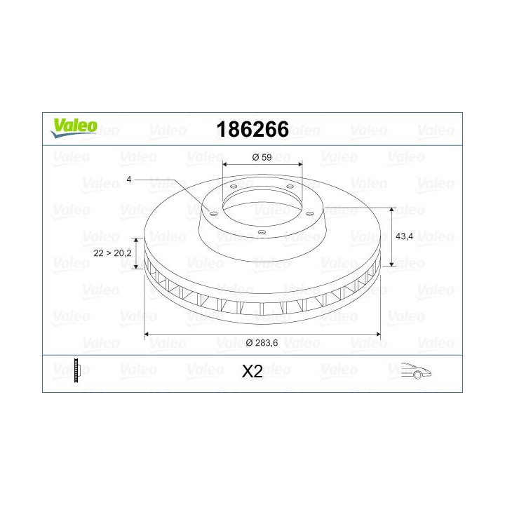 Stabdžių diskas VALEO 186266