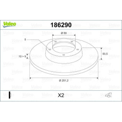 Stabdžių diskas VALEO 186290