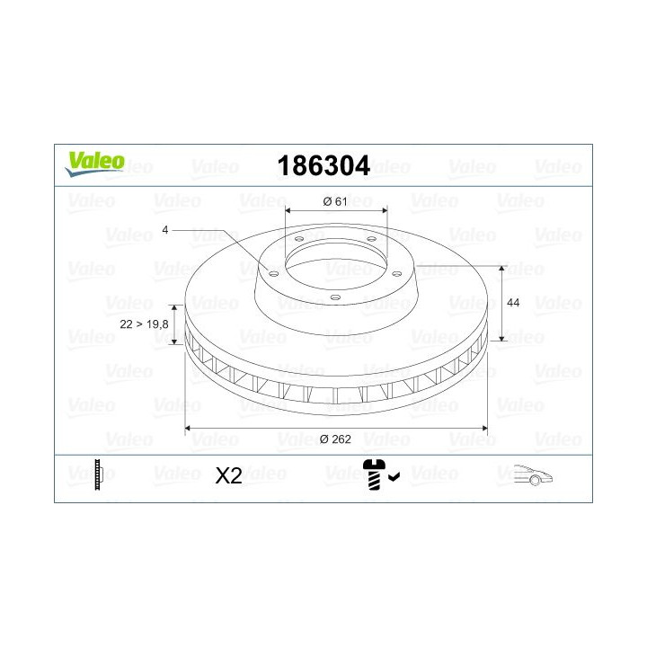 Stabdžių diskas VALEO 186304