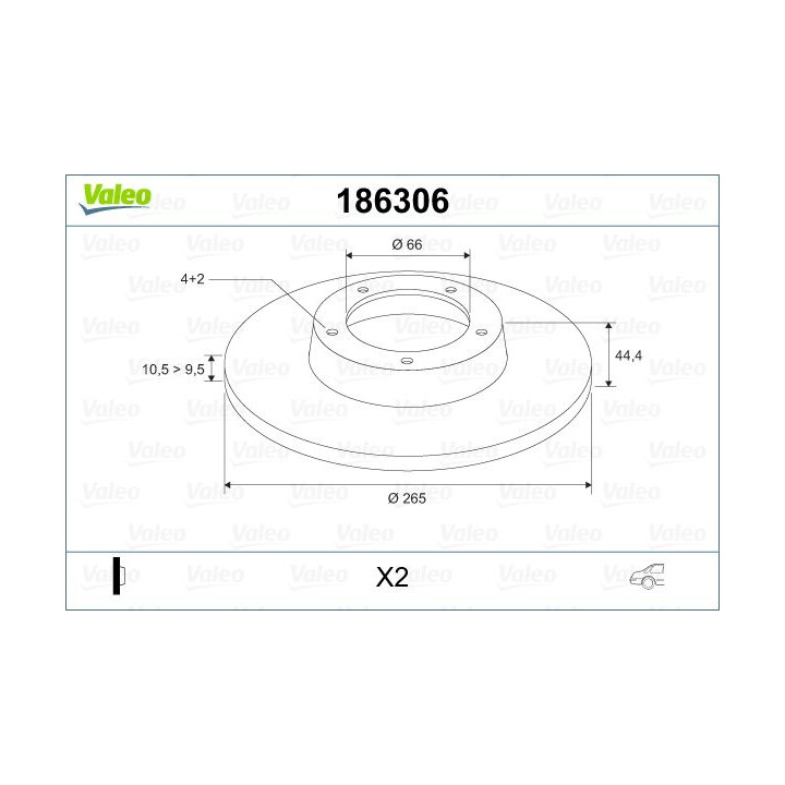 Stabdžių diskas VALEO 186306