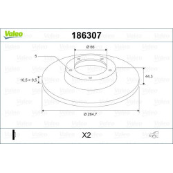 Stabdžių diskas VALEO 186307