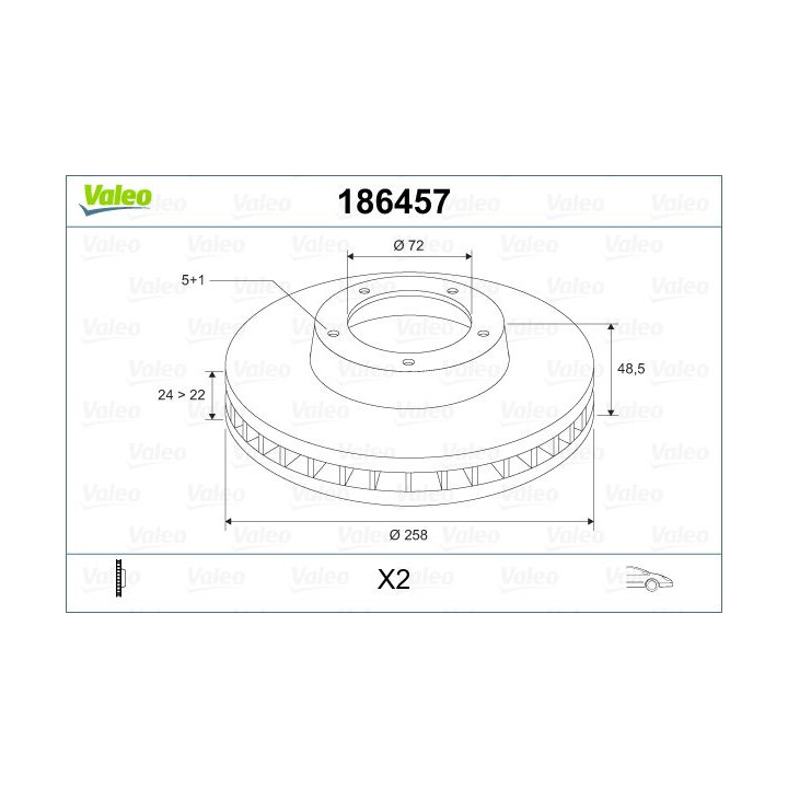 Stabdžių diskas VALEO 186457