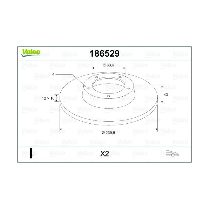Stabdžių diskas VALEO 186529