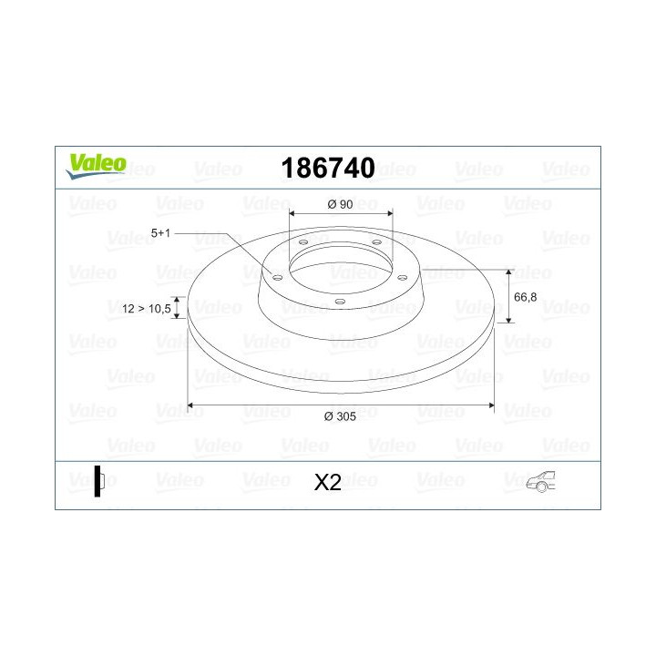Stabdžių diskas VALEO 186740