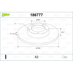 Stabdžių diskas VALEO 186777
